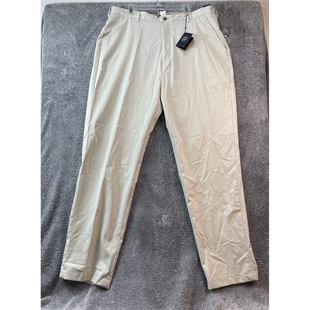 NWT Chaps Mens 40x36 Classic Fit Twill Pants Wrinkle Stain Resistant Flat Front